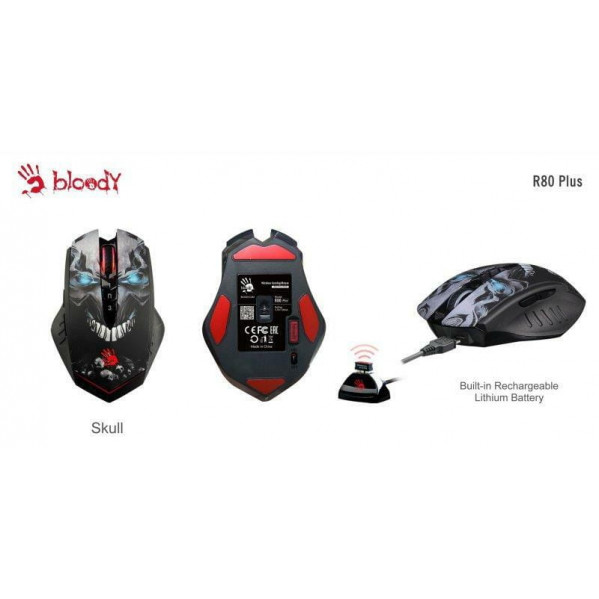 Миша бездротова Bloody R80 Plus (Skull) Black