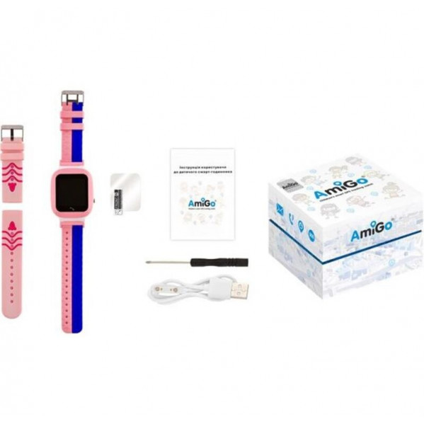 Дитячий смарт-годинник AmiGo GO004 Splashproof Camera+LED Pink