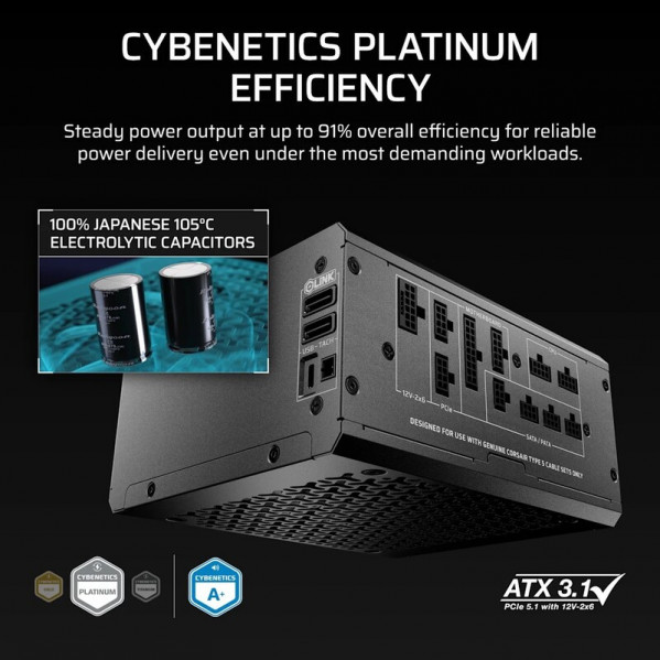 Блок живлення Corsair HX1200i Shift ATX 3.1 1200W (CP-9020267)