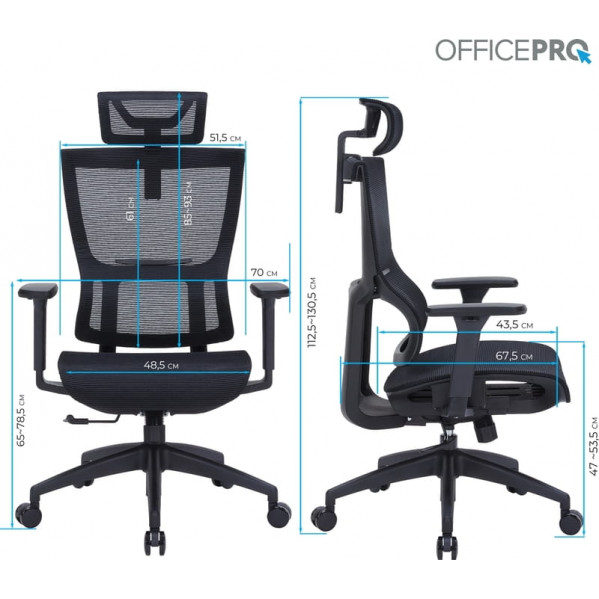 Крісло офісне Officepro Elegant OC660-B-B-B Black