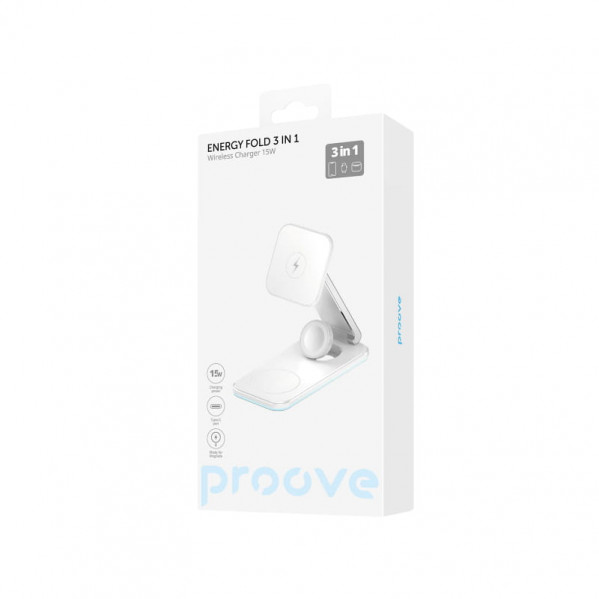 Бездротовий зарядний пристрій Proove Energy Fold 3in1 15W White (WSEF15010002)