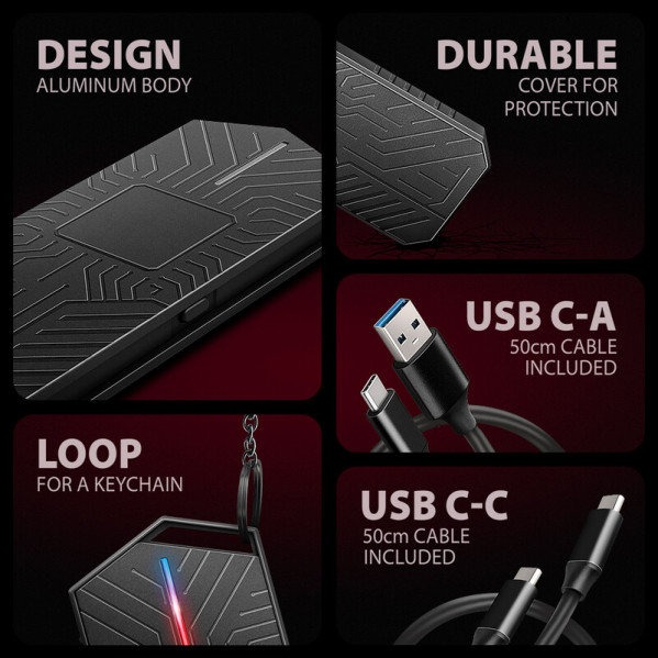 Зовнішня кишеня Axagon NVMe M.2 2230/2242/2260/2280 USB Type-C 3.2 Black (EEM2-GAM)