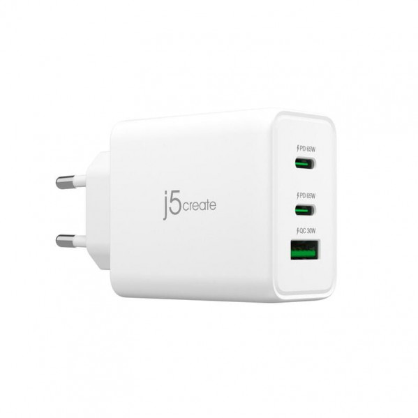 Мережевий зарядний пристрій J5create GaN USB-C 65W White (JUP3365E-EN)