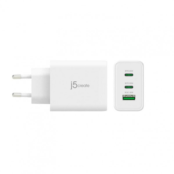 Мережевий зарядний пристрій J5create GaN USB-C 65W White (JUP3365E-EN)