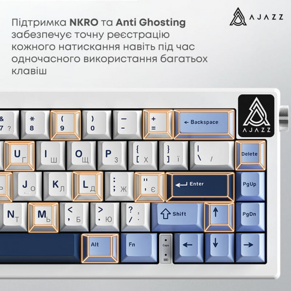 Клавіатура Ajazz AK650 Sea Salt Switch White USB-C (AK650-SS-BWB)