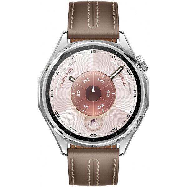 Смарт-годинник Huawei Watch GT 6 46mm Steel with Brown Composite Leather Strap (55020FTW)