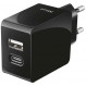 Мережевий зарядний пристрій Trust Urban Fast Dual USB-C&USB (17W, 2USB 3.0A) Black (21589)