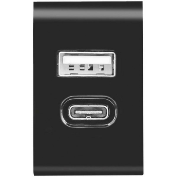 Мережевий зарядний пристрій Trust Urban Fast Dual USB-C&USB (17W, 2USB 3.0A) Black (21589)