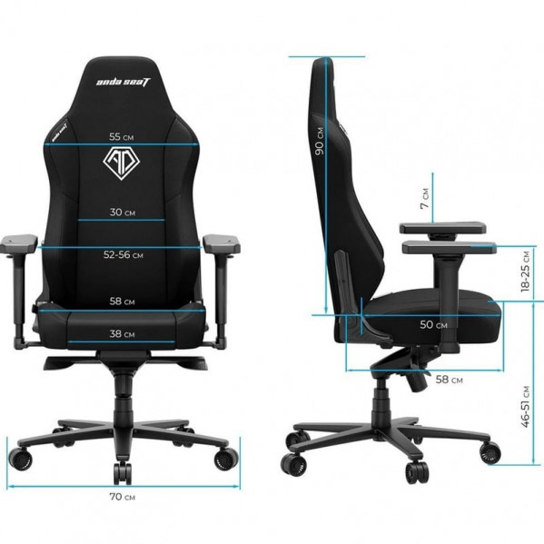 Крісло для геймерів Anda Seat Phantom 3 Size XL Fabric Gray (AD18XL-52-G-F-G01)