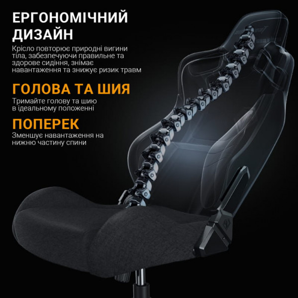 Крісло для геймерів Anda Seat Kaiser Frontier Size XL Black Fabric (AD12YXL-17-B-F-B02)