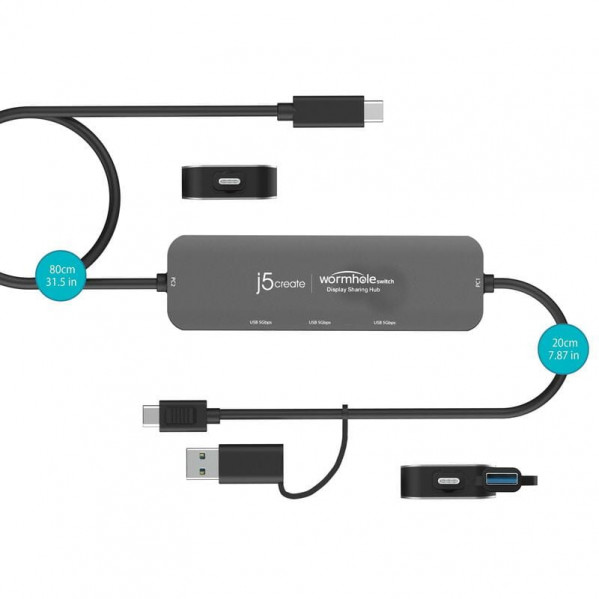 USB-хаб J5create Wormhole Switch Grey (JCH462-N)