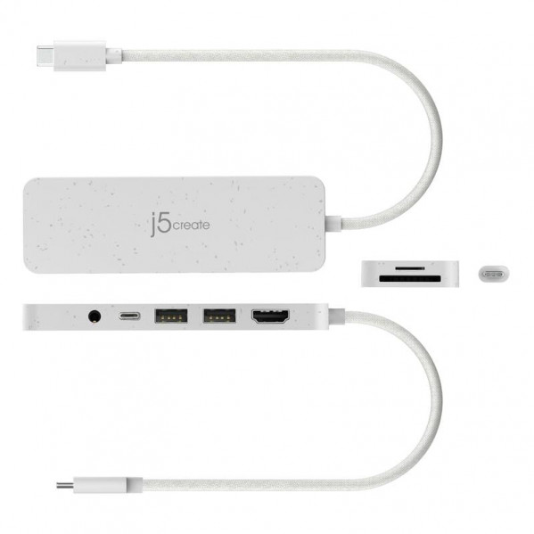 USB-хаб J5create USB-C 6-в-1 White (JCD373EW-N)