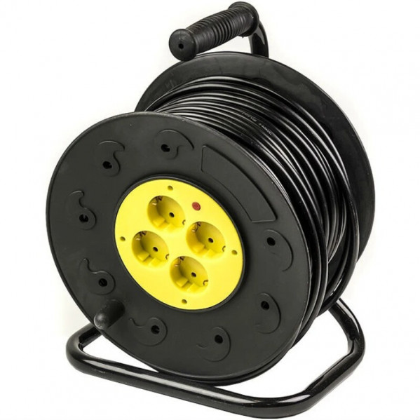 Фільтр живлення PowerPlant (PPRA16M50S4L) 4 розетки, 50 м, чорний, на котушці