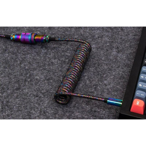 Кабель для клавіатури Keychron Premium Coiled Aviator Cable-Straight Rainbow Palted black (CAB5_KEYCHRON)