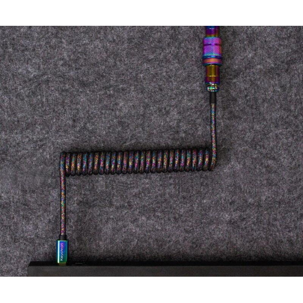Кабель для клавіатури Keychron Premium Coiled Aviator Cable-Straight Rainbow Palted black (CAB5_KEYCHRON)