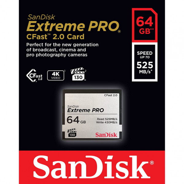 Карта пам`яті CFast 2.0 64GB SanDisk Extreme Pro R525/W430MB/s (SDCFSP-064G-G46D)