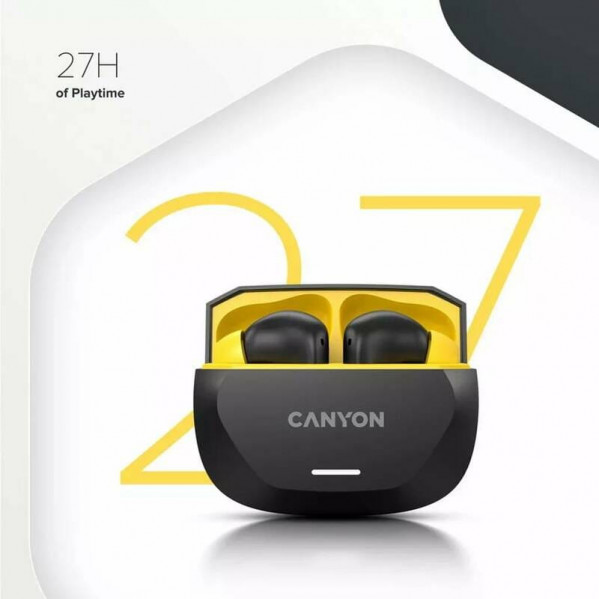 Bluetooth-гарнітура Canyon TWS-7 Hexagon Black/Yellow (CNS-TWS7BY)