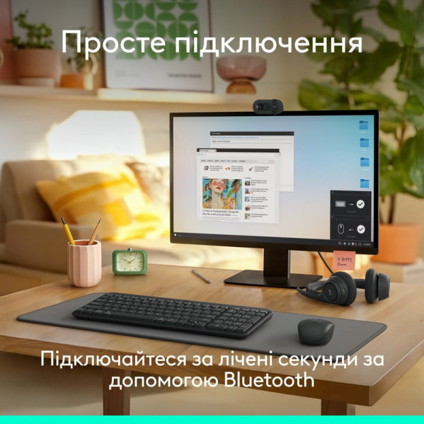 Комплект (клавіатура, миша) бездротовий Logitech MK250 Graphite (920-013823)