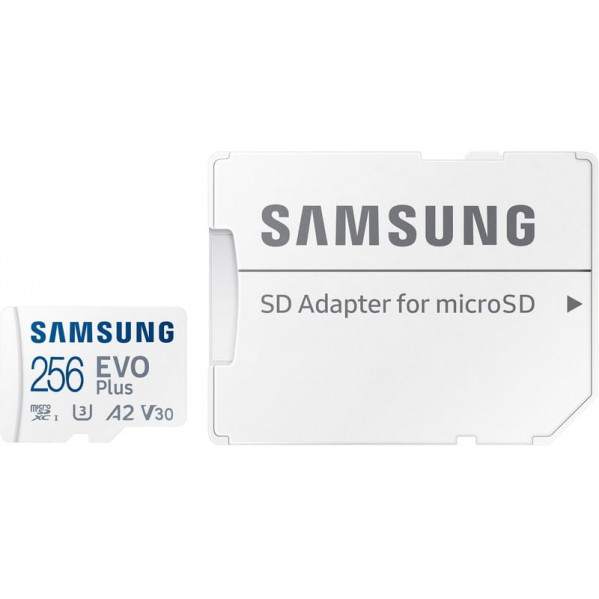 Карта пам`яті MicroSDXC  256GB UHS-I U3 V30 A2 Samsung Evo Plus + SD-адаптер (MB-MC256SA/EU)