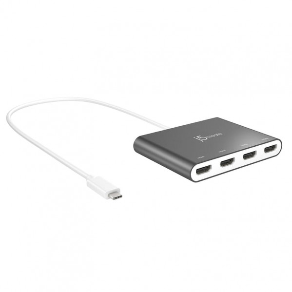 Адаптер J5create USB-A - 4 HDMI (M/F), Silver (JCA366-N)