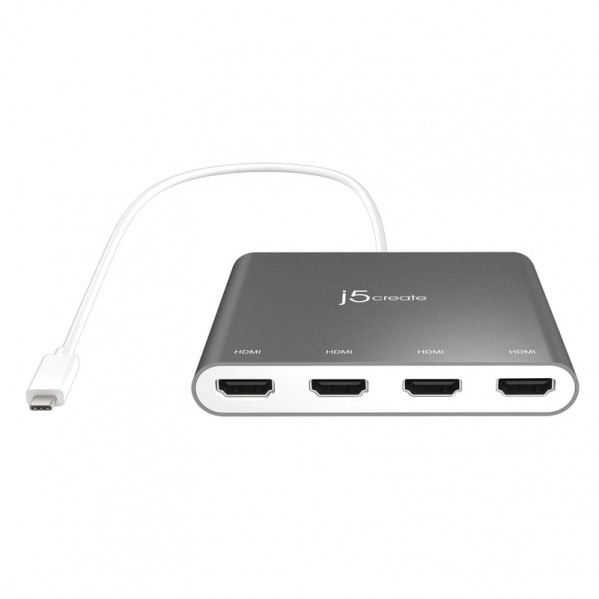 Адаптер J5create USB-A - 4 HDMI (M/F), Silver (JCA366-N)