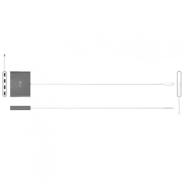 Адаптер J5create USB-A - 4 HDMI (M/F), Silver (JCA366-N)