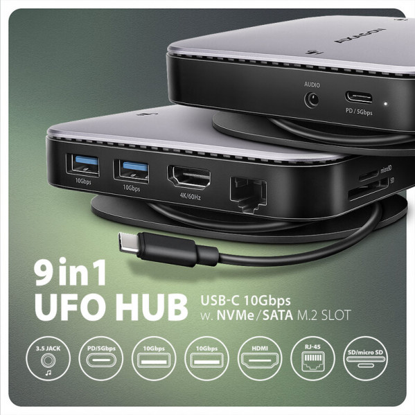 Концентратор USB Type-C Axagon Gray (HMC-UFO)