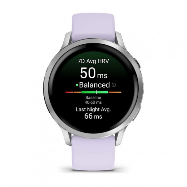 Смарт-годинник Garmin Venu 4 41mm Silver Bezel with Periwinkle Silicone Band (010-03013-01)