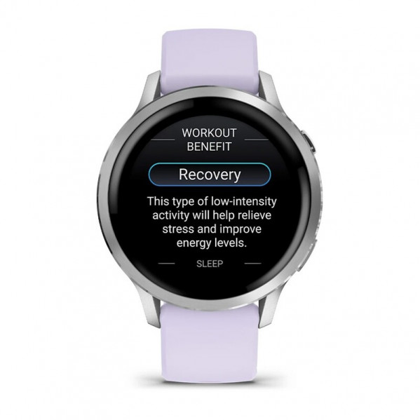Смарт-годинник Garmin Venu 4 41mm Silver Bezel with Periwinkle Silicone Band (010-03013-01)