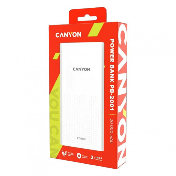 Універсальна мобільна батарея Canyon PB-2001 20000mAh White (CNE-CPB2001W)