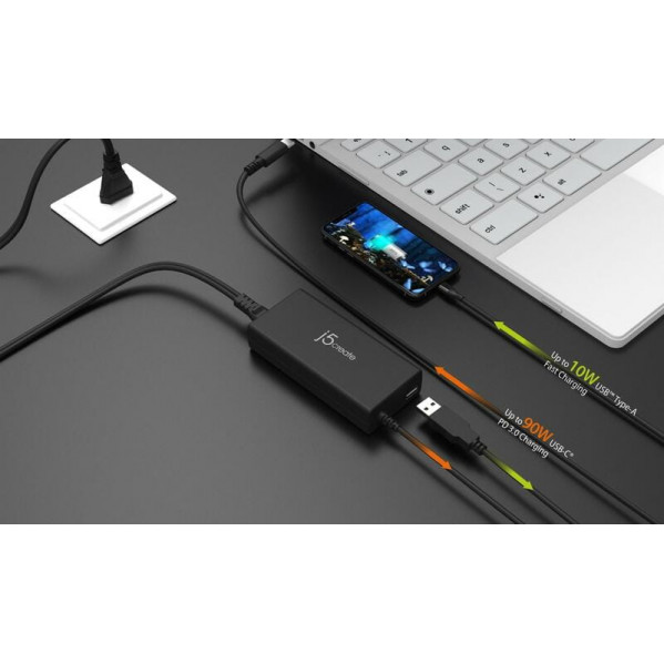 Мережевий зарядний пристрій J5create Super Charger 100W Black (JUP2290C-EN)