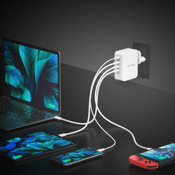 Мережевий зарядний пристрій J5create GaN USB-C 130W White (JUP43130E-EN)