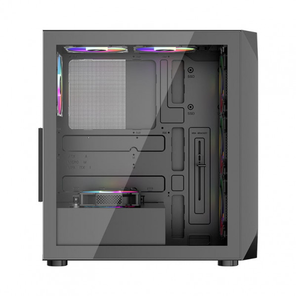 Корпус 1stPlayer AY7-BK-4F1 Black без БЖ