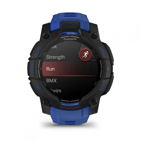 Смарт-годинник Garmin Instinct 3 45mm AMOLED Black with Bolt Blue/Black Silicone Band (010-02936-03)
