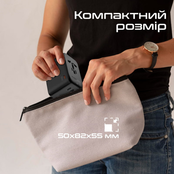 Зарядний пристрій Promate TripMate-GaN100 100W Black