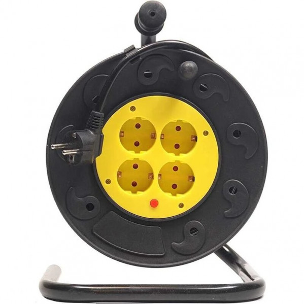 Фільтр живлення PowerPlant JY-2000/40 (PPRA08M400S4) 4 розетки, 40 м, чорний, на котушці
