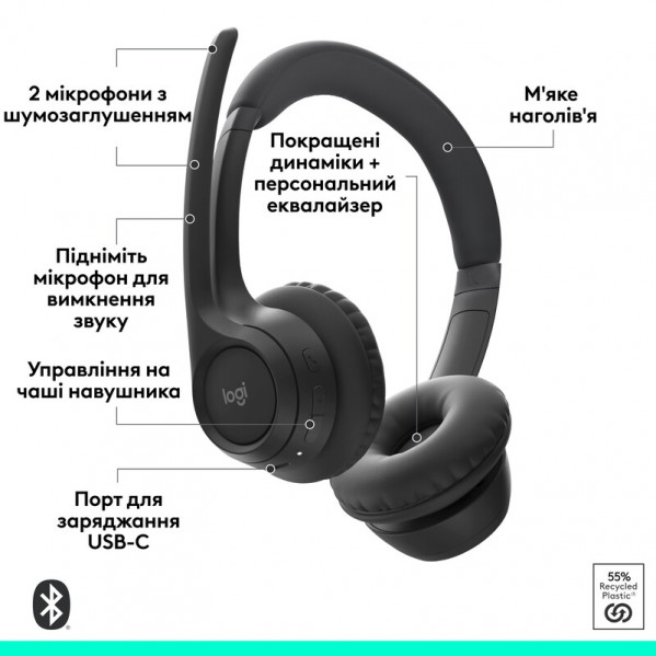 Bluetooth-гарнітура Logitech Zone 305 MS Black (981-001458)