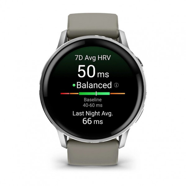 Смарт-годинник Garmin Venu 4 45mm Silver Bezel with Silver Gray Silicone Band (010-03014-01)