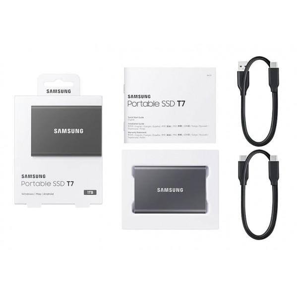 Накопичувач зовнішній SSD 1TB Samsung T7 Titan Gray (MU-PC1T0T/WW)