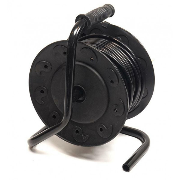 Подовжувач на котушці PowerPlant JY-2002/20 (PPRA10M200S4) 4 розетки, 20 м, чорно-жовтий