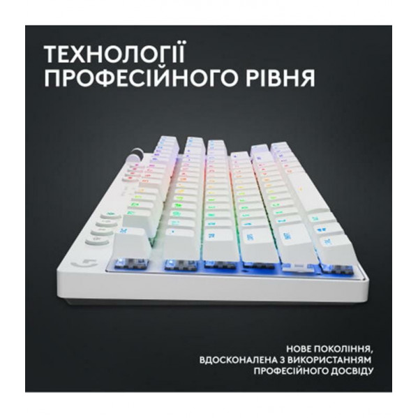 Клавiатура бездротова Logitech G PRO X TKL Lightspeed White Tactile (920-012148)