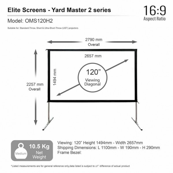 Проекційний екран Elite Screens 120" (266х149, 16:9) (OMS120H2)