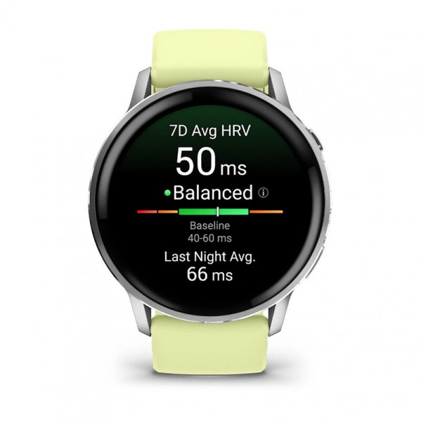 Смарт-годинник Garmin Venu 4 45mm Silver Bezel with Citron Silicone Band (010-03014-02)