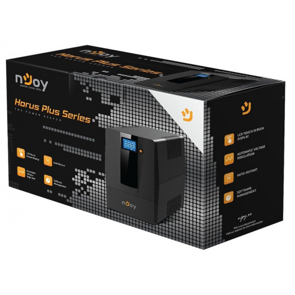 Джерело безперебійного живлення NJOY Horus Plus 600 (PWUP-LI060H1-AZ01B) Lin.int., AVR, 2 x евро, USB, LCD, пластик