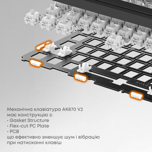 Клавіатура Ajazz AK870 V2 Flying Fish Switch Black USB-C (AK870-V2-FF-BGY)