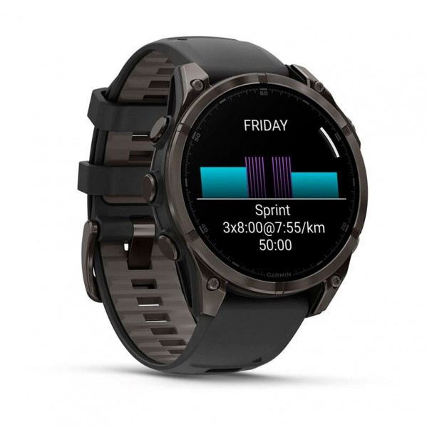 Смарт-годинник Garmin Fenix 8 47mm AMOLED Sapphire Carbon Gray Titanium with Pebble Gray Silicone Band (010-02904-21)