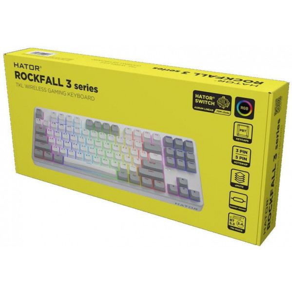 Клавіатура бездротова Hator Rockfall 3 Mecha TKL Wireless Orange White (HTK851UA)