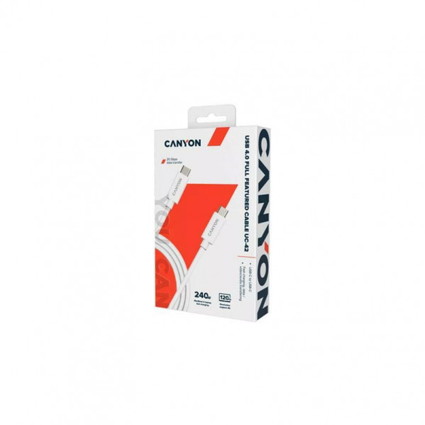 Кабель Canyon UC-42 USB Type-C - USB Type-C (M/M) 240W 2 м, White (CNS-USBC42W)